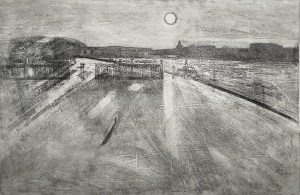 Maria Smolyaninova. At Gorky Park. 2020. From the series “Walking in Moscow”. Paper, etching, open etching, aquatint, mezzotint, dry point, 60×90 cm.
