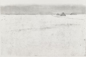 Maria Smolyaninova. Hay. 2021. From the series “The eternal landscape”. Paper, etching, dry point, 60×90 cm.