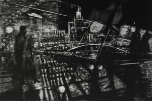 Maria Smolyaninova. Зарядье. 2020. From the series “Walking in Moscow”. Paper, etching, sugar lift, open etching, aquatint, mezzotint, dry point, 60×90 cm.
